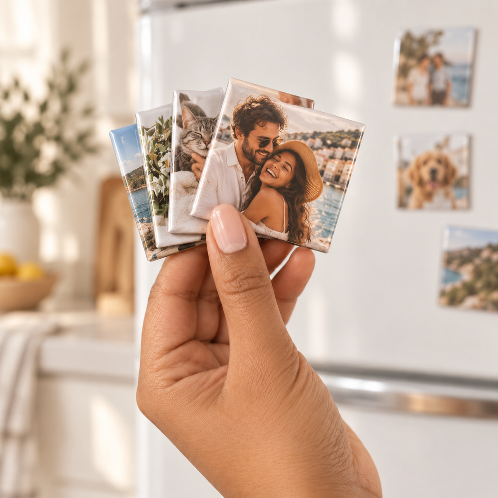 Klassische Fotomagnete – 9 Stück, 5 × 5 cm